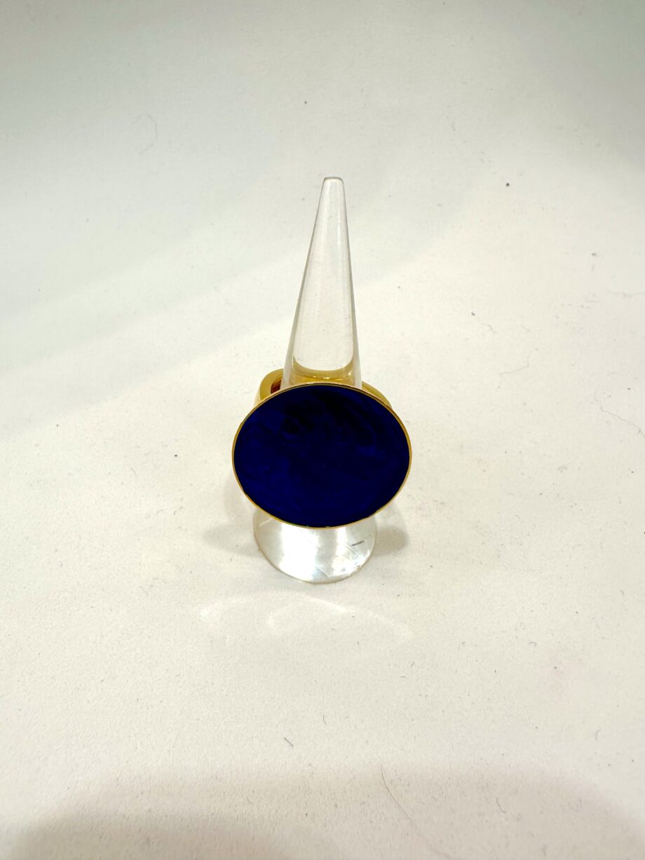 Anello smalto blu placcato oro Cora Regina